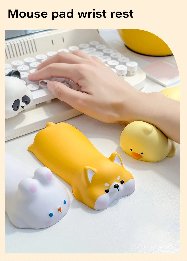 Nuevo y adorable soporte de muñeca con forma de animal para alfombrilla de ratón; reposamuñecas y soporte para el brazo para escritorio y portátil (diseños de gato, perro, pato y panda).