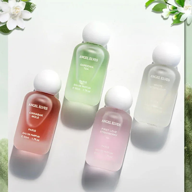 Perfume de lujo para mujer "First Love": fragancia encantadora y duradera con notas de fresa, gardenia y té; un spray corporal floral, fresco y ligero.