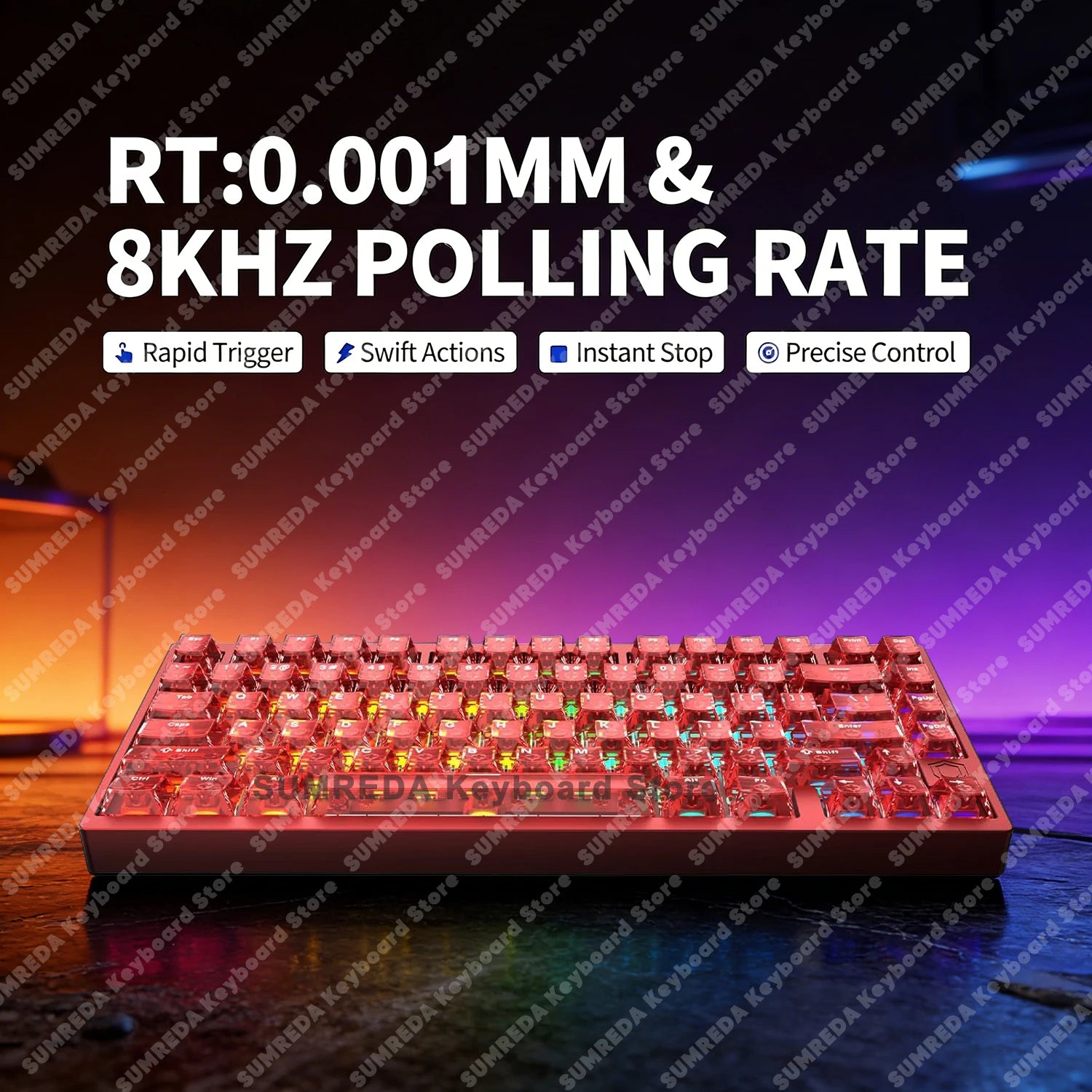 Teclado mecánico para juegos IROK MG75 PRO / MG75 Max con interruptores magnéticos, tiempo de respuesta de 0,125 ms, tasa de sondeo de 8K, precisión de 0,001 mm (RT), estructura de aluminio, iluminación RGB, función Hot-Swap y conexión por cable.