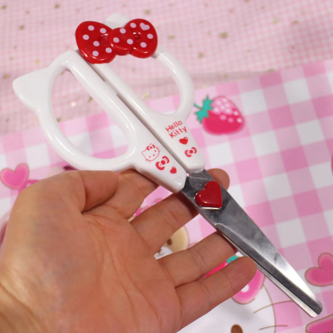 Tijeras de papel con diseño de Hello Kitty, acero inoxidable, para oficina y papelería, uso doméstico, portátiles y seguras (SL)