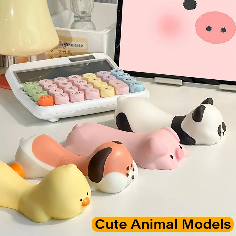 Nuevo y adorable soporte de muñeca con forma de animal para alfombrilla de ratón; reposamuñecas y soporte para el brazo para escritorio y portátil (diseños de gato, perro, pato y panda).