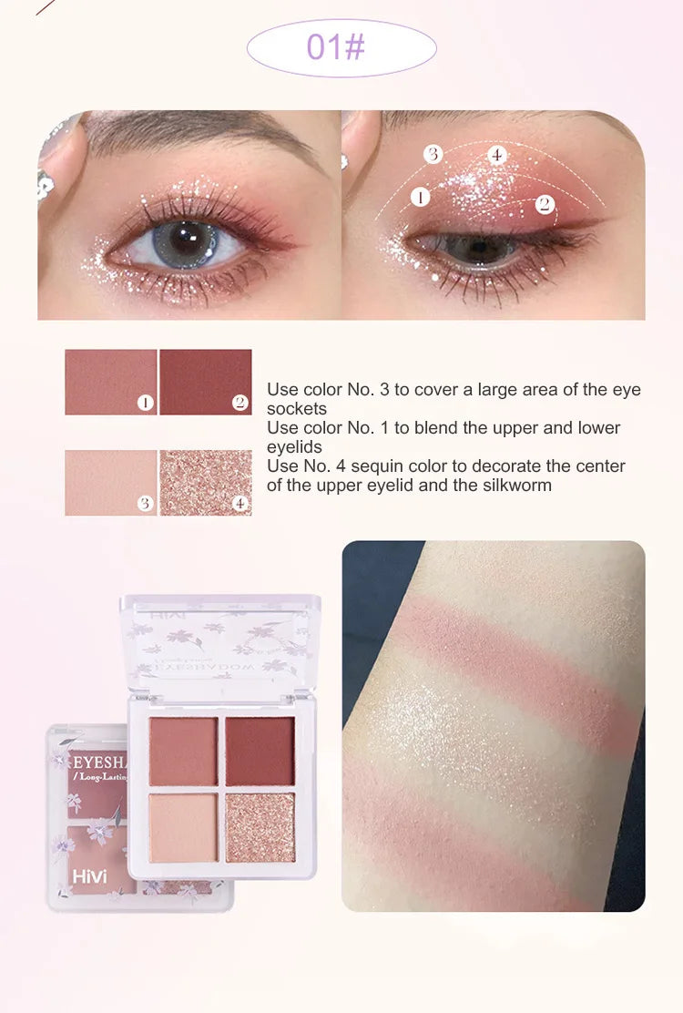 Set de belleza de 8 piezas con labial, corrector, sombra de ojos, producto para cejas y rubor.