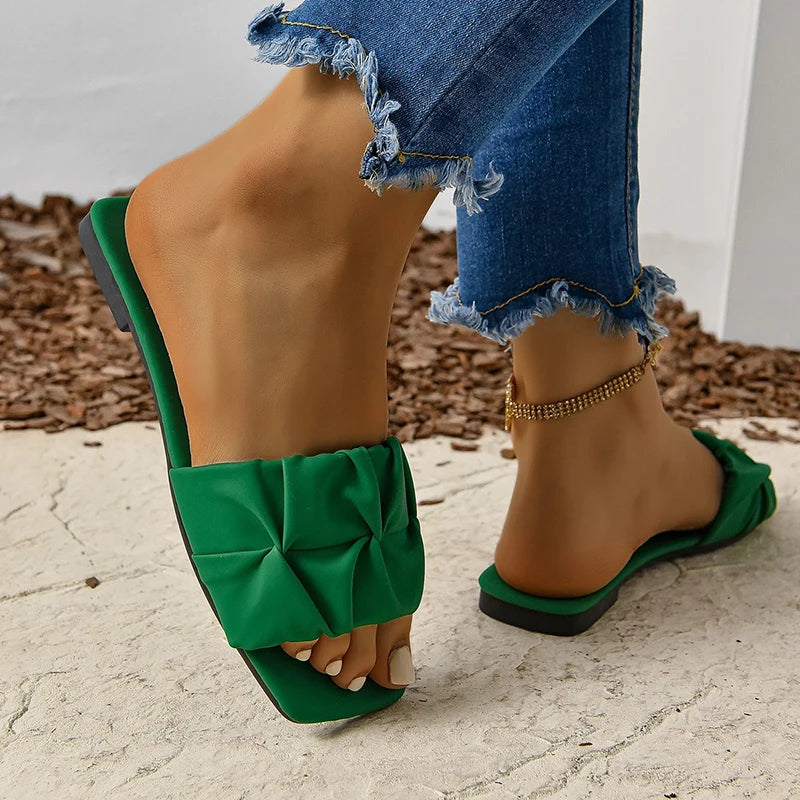 Sandalias planas de moda para mujer con punta cuadrada, estilo coreano, ideales para el verano.