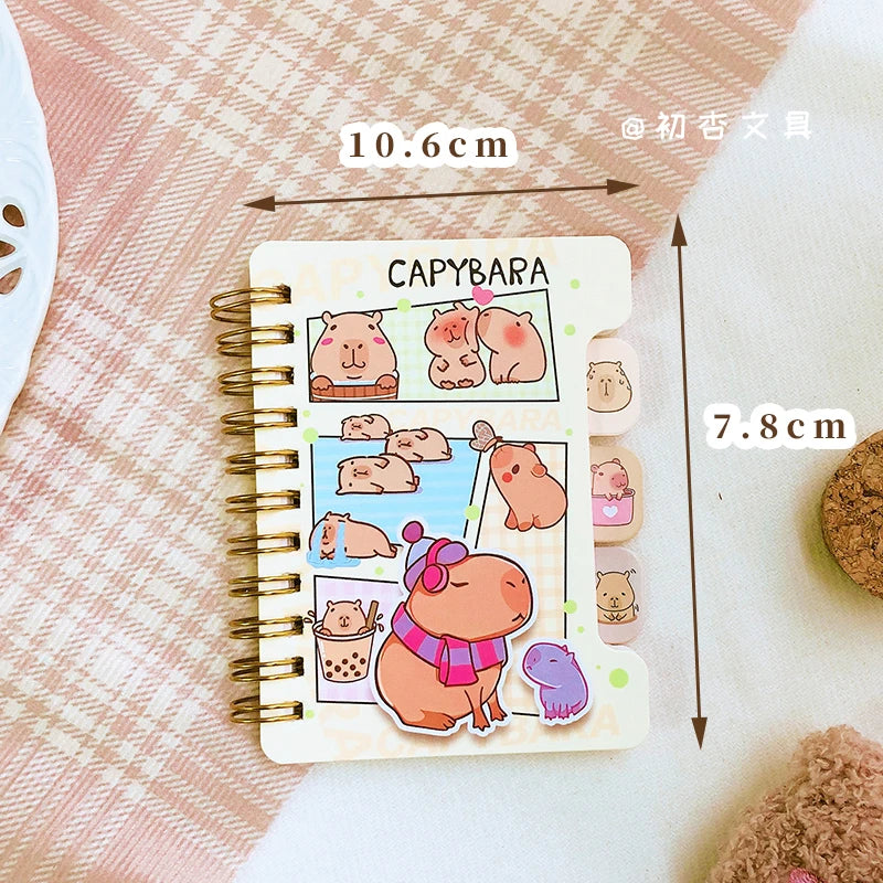 Papelería kawaii, material escolar, accesorios de oficina, bloc de notas, libreta, diario, cuaderno de capibara estilo aesthetic.