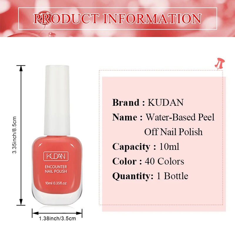 Esmalte de uñas de 10 ml a base de agua, de secado rápido y larga duración; fórmula saludable con efecto iluminador; no requiere lámpara de secado.