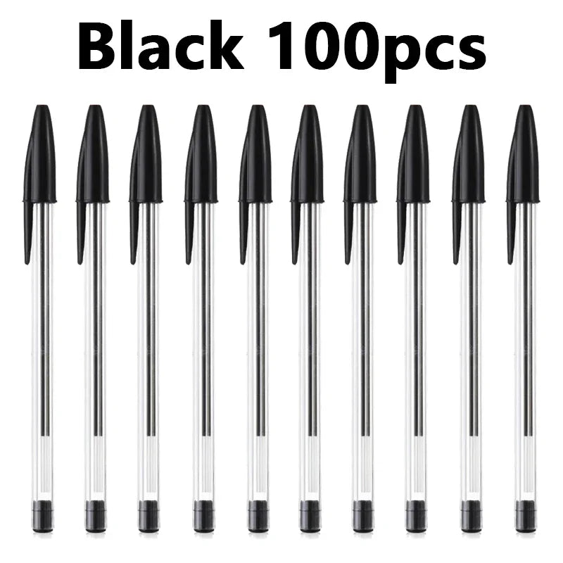 Bolígrafos de 1,0 mm (paquete de 50 o 100 unidades) en azul o negro; cuerpo de plástico. Ideales para estudiantes, regalos y material escolar u de oficina. Escritura suave y duradera.