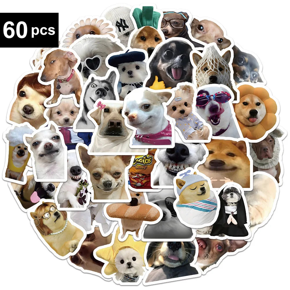 30/60/180 Pegatinas de perros divertidos: adhesivos adorables estilo dibujos animados para juguetes, papelería, guitarra, teléfono, bicicleta, portátil, equipaje, coche y estilo grafiti; ideales para niños.