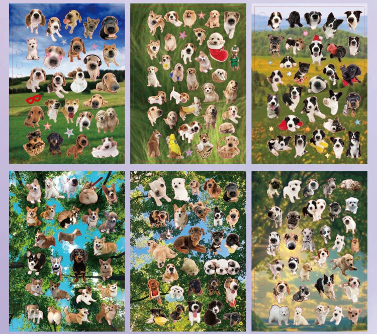 Libro de pegatinas con temática de mascotas adorables (30 hojas/bolsa) con encuadernación de anillas; ideal para scrapbooking, manualidades, collages y decoración de fondos.