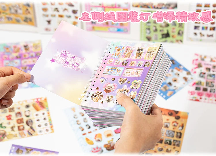 Libro de pegatinas con temática de mascotas adorables (30 hojas/bolsa) con encuadernación de anillas; ideal para scrapbooking, manualidades, collages y decoración de fondos.