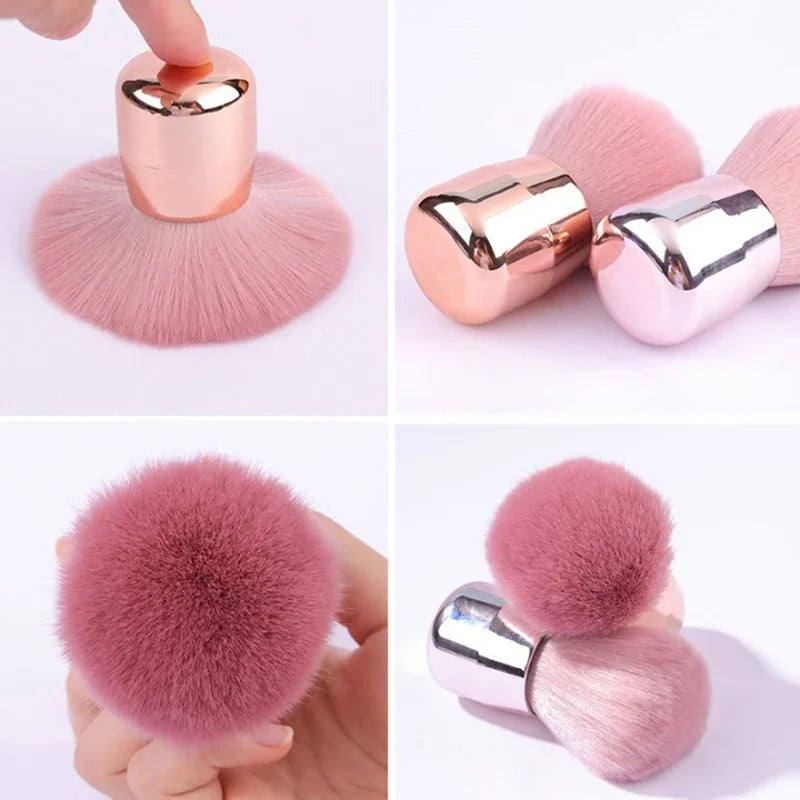 1 cepillo profesional tipo seta para manicura (limpieza de polvo, aplicación de gel/pintura o maquillaje) – Accesorio y herramienta de manicura