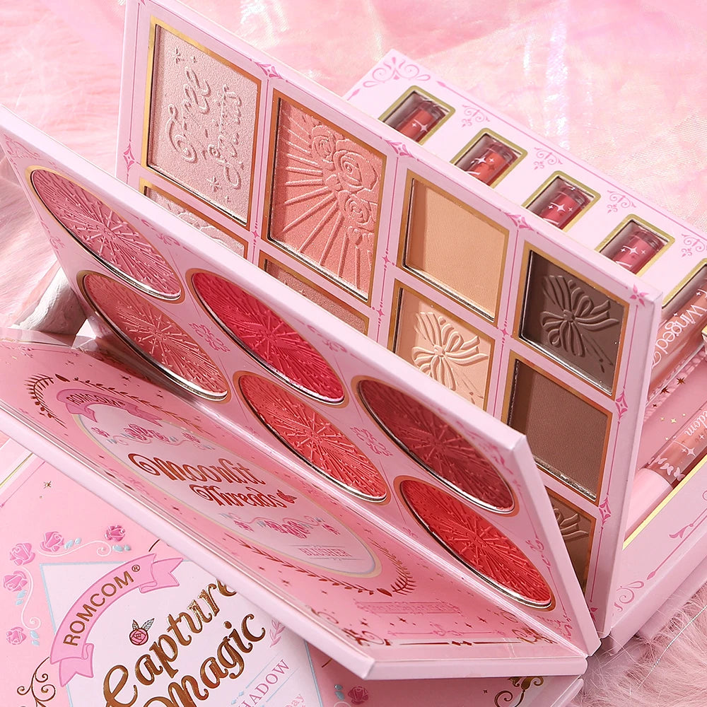 Paleta de maquillaje tipo libro «todo en uno» de 5 niveles: kit completo con 48 sombras de ojos, 6 coloretes, productos para contorno, iluminador y pomada para cejas, además de 6 labiales.