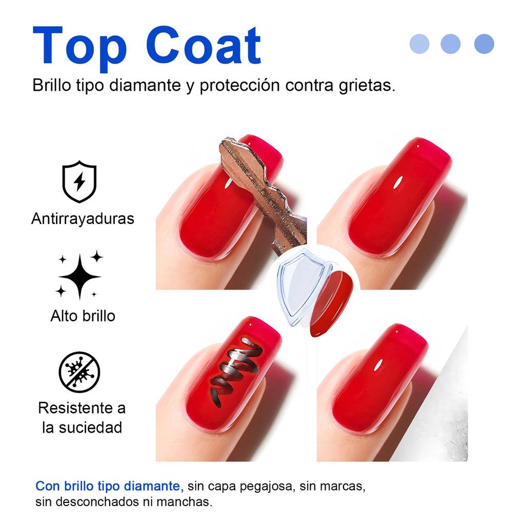 TWOING 15 ml – Nuevo esmalte en gel "Top Coat" Super Shine (acabado diamante); gel sellador sin capa pegajosa (no wipe) para manicura y nail art con calidad de salón.