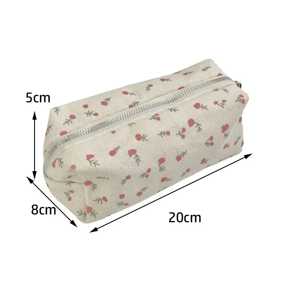 Estuche para lápices de gran capacidad con diseño floral fresco; bolsa multifuncional para guardar artículos de papelería y material escolar.