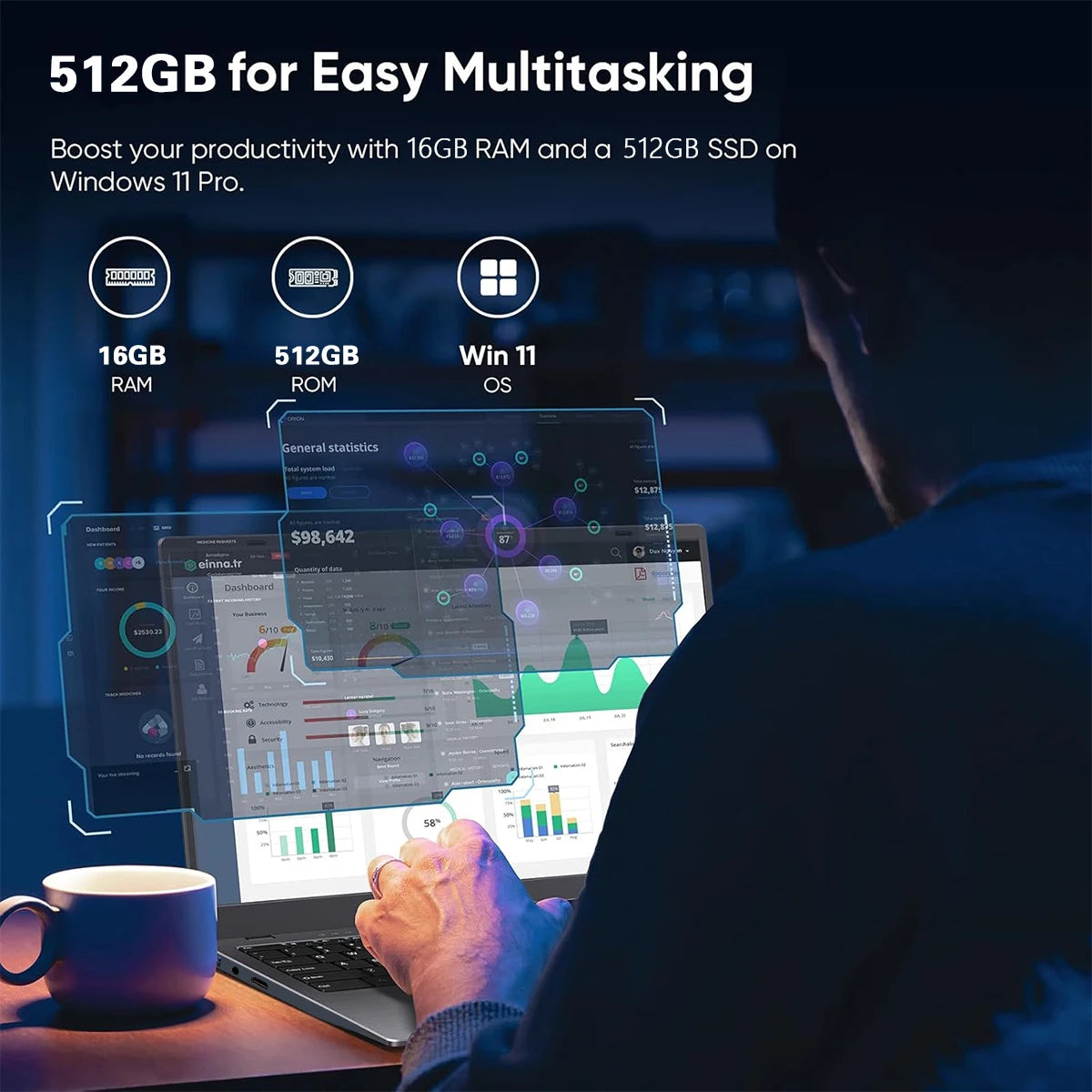 Portátil de 15,6" con Intel Core i9-10980HK, Windows 11 Pro, 16 GB de RAM y SSD M.2 de 1 TB; equipo para gaming y oficina.