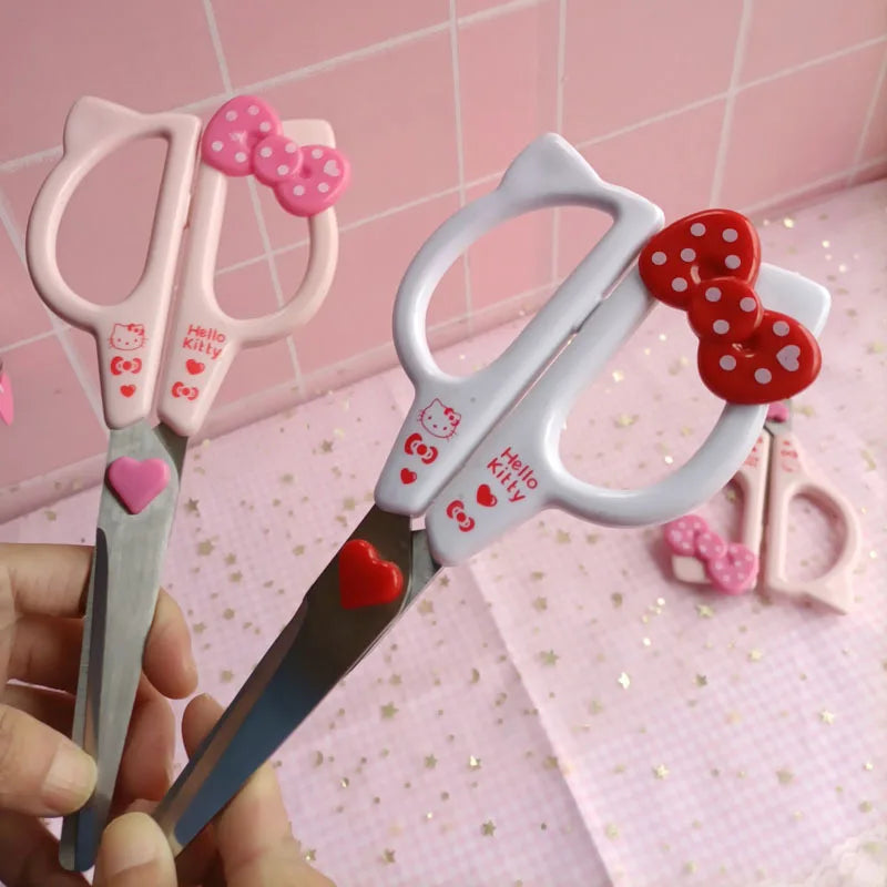 Tijeras de papel con diseño de Hello Kitty, acero inoxidable, para oficina y papelería, uso doméstico, portátiles y seguras (SL)