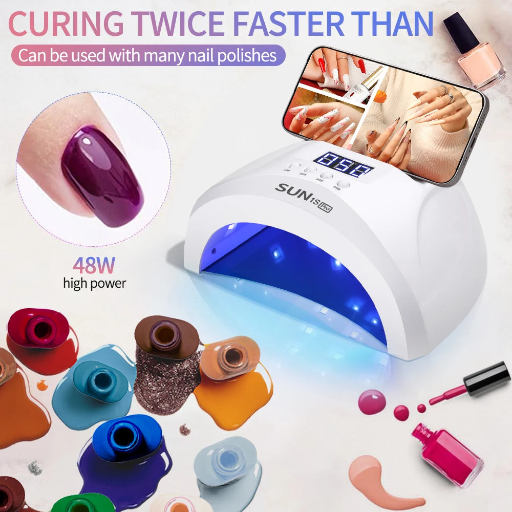 Lámpara UV LED para uñas LINMANDA Sun 1S de 48 W (30 LED) con 4 ajustes de temporizador; secador de uñas inteligente y herramienta de manicura para uso doméstico o en salón.