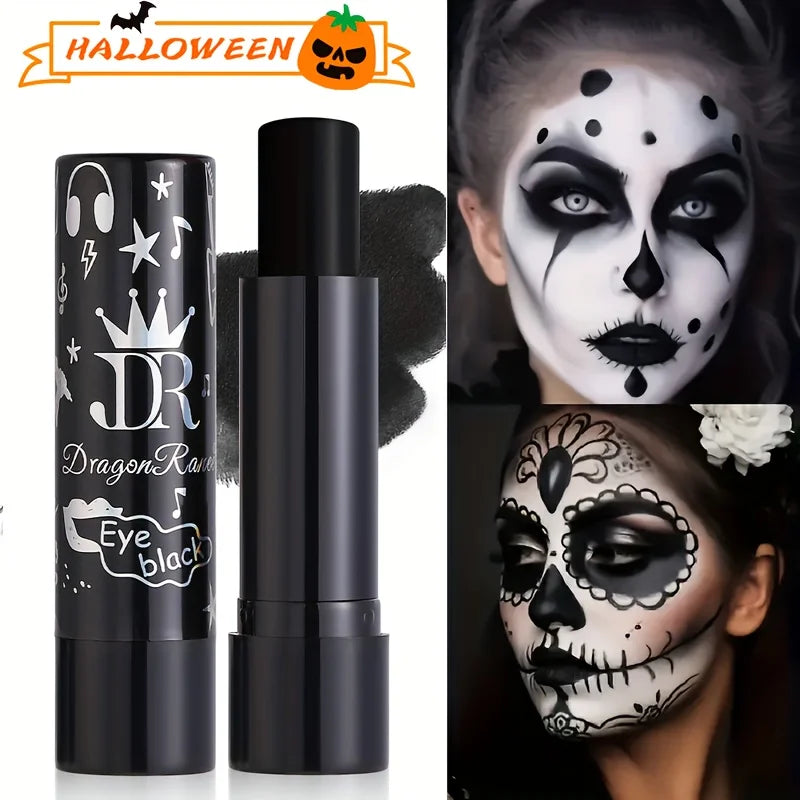 Set de maquillaje de Halloween con base líquida blanca y labial negro; apto para adultos, acabado mate y de larga duración para todo tipo de piel.