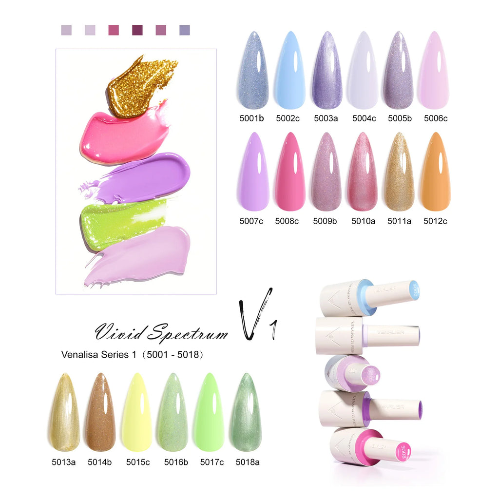 Esmalte de uñas en gel VENALISA VIP4 (7,5 ml): fórmula sin HEMA, acabado semipermanente, textura superior y larga duración; incluye capa superior (top coat) templada.