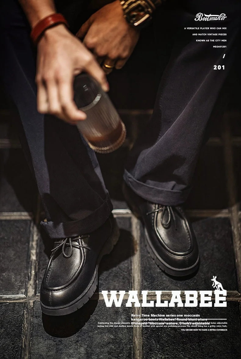 Zapatos Derby negros de estilo vintage para hombre de la marca Maden; modelo de piel con cordones, puntera redonda y diseño británico, ideales para la oficina o entornos profesionales.