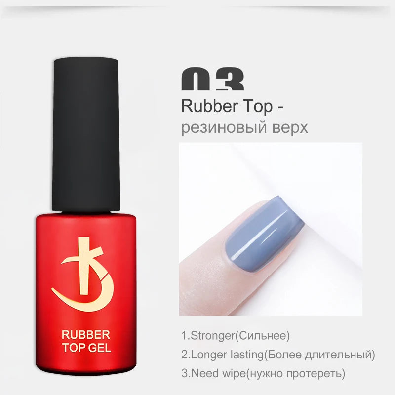Lote KODI JYJ: Base y Top Coat para esmalte en gel, primer sin ácido, barniz híbrido semipermanente, top coat mate y base de goma (rubber base) espesa.