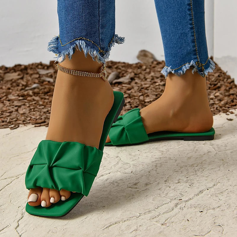 Sandalias planas de moda para mujer con punta cuadrada, estilo coreano, ideales para el verano.