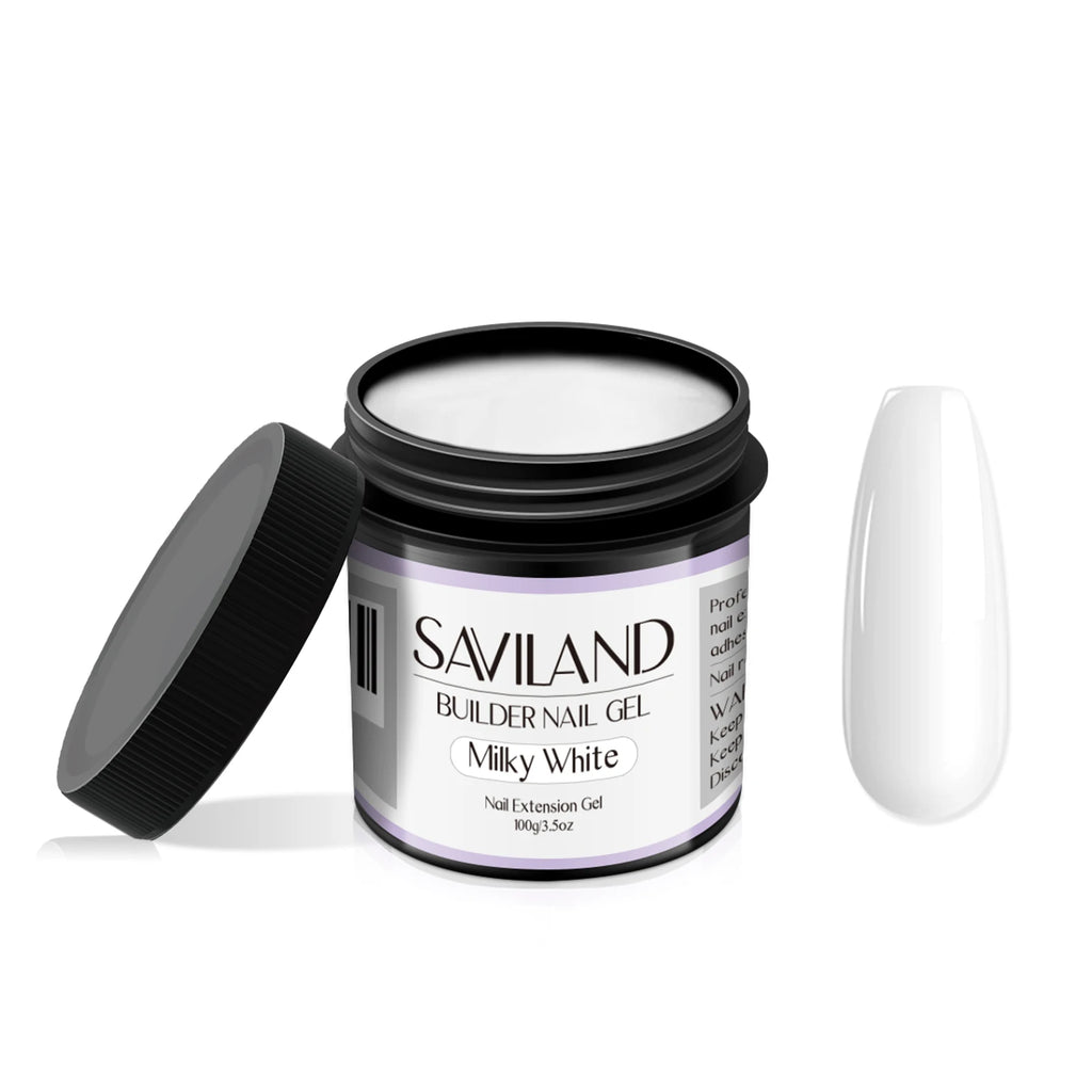 Saviland - Gel constructor de uñas de 100 g (tonos blanco, nude y rosa) para extensión de uñas; gel multifuncional para arte de uñas, tipo Soak-Off (remoción con remojo), curado UV, apto para salón y uso doméstico.