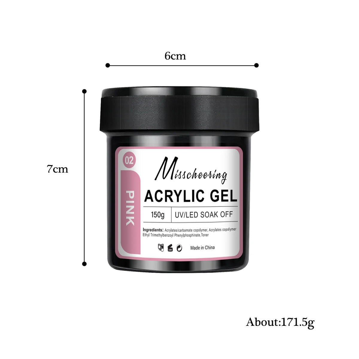 Set de 2 o 3 tarros de gel de poliacrílico (Poly Gel) para uñas: gel constructor de secado UV/LED en tonos nude claro, rosa y transparente; geles sólidos para extensiones de uñas, ideales para uso doméstico o en salón.