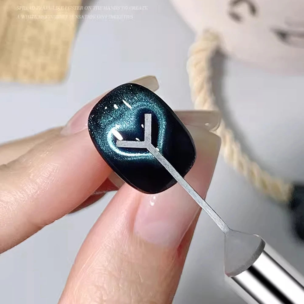 Juego de 2 o 3 imanes para uñas con efecto ojo de gato y forma de corazón (incluye varita magnética en forma de Y y cilíndrica) para crear diseños de manicura estilo francés y corazones con efecto ojo de gato.