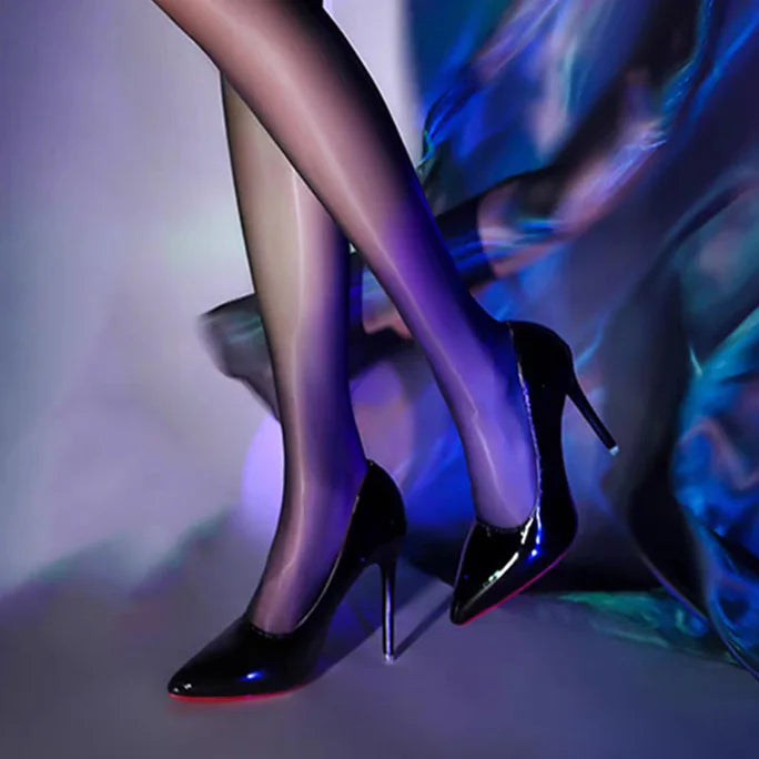 Zapatos de tacón alto y punta fina para mujer, estilo *stiletto* con suela roja; calzado elegante de alta calidad para fiestas y bodas, disponible en tallas grandes.