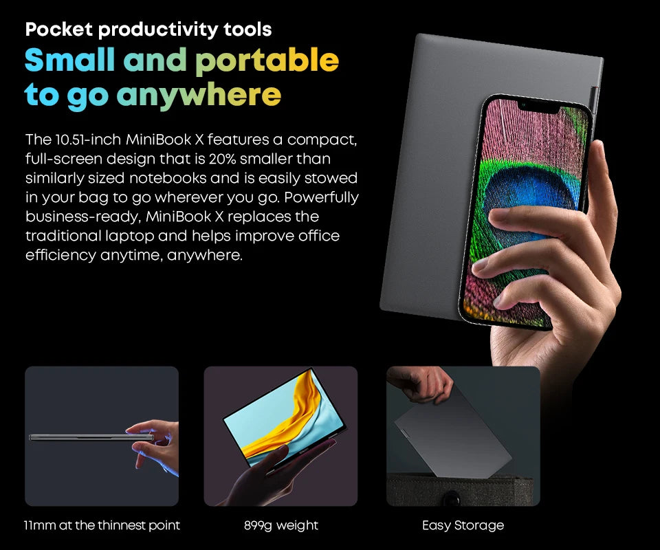 Portátil CHUWI MiniBook X N150 de 10,51 pulgadas, 16 GB de RAM, SSD de 512 GB, diseño 2 en 1 (modo Yoga), Intel, Windows 11, pantalla abatible 360°, WiFi 6.