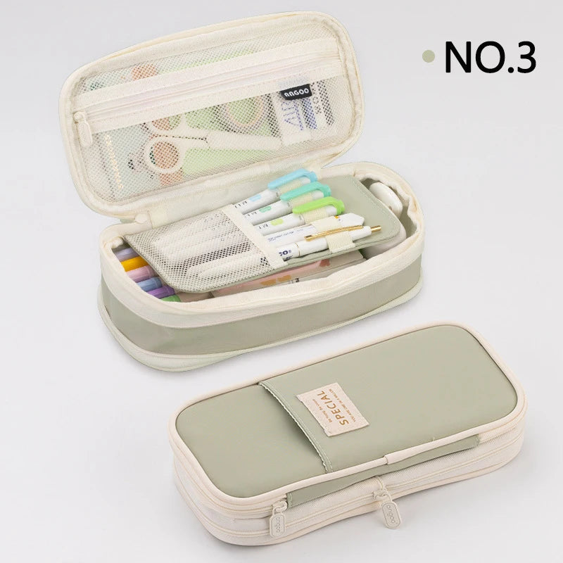Estuche creativo de gran capacidad y doble capa para niñas; material seguro con certificación CPC; estuche escolar para artículos de papelería.