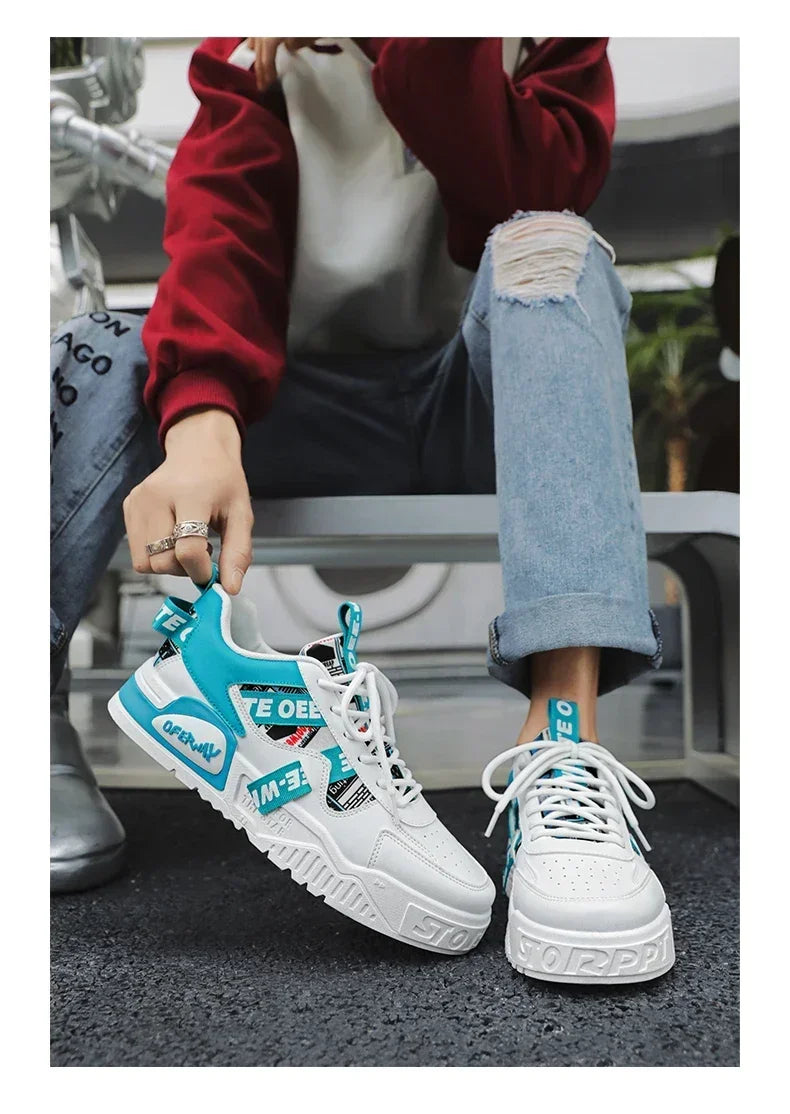 Zapatillas de skate para hombre: estilo casual, deportivo y de moda; ideales para correr, senderismo y uso diario. Diseño de lujo con plataforma, fabricadas en cuero.