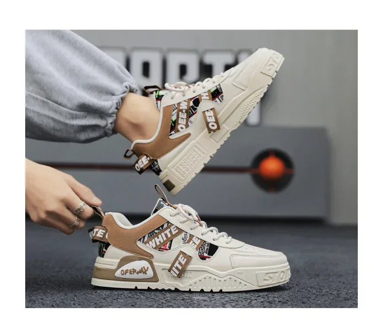 Zapatillas de skate para hombre: estilo casual, deportivo y de moda; ideales para correr, senderismo y uso diario. Diseño de lujo con plataforma, fabricadas en cuero.