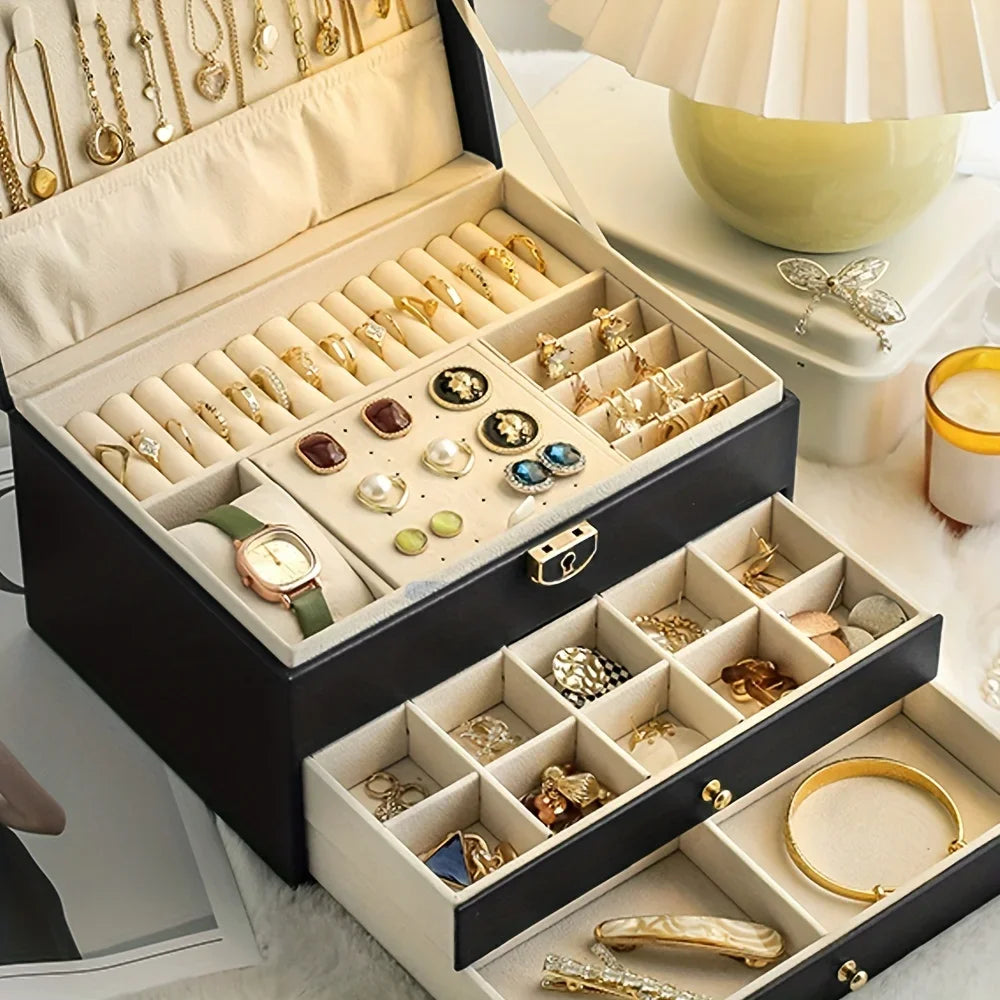 1 caja para guardar joyas (collares y pendientes); opción ideal para regalo.
