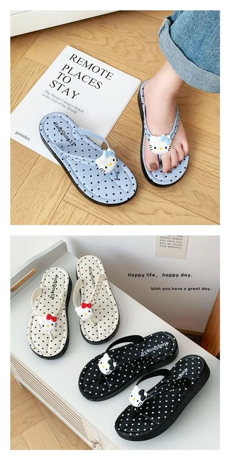 Sandalias y chanclas de verano Hello Kitty: modelo versátil, cómodo y de estilo tendencia (estilo "Ins"), ideal para la playa