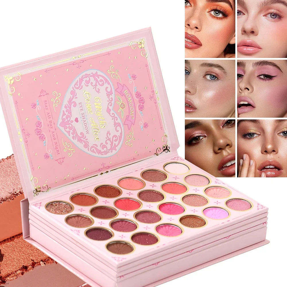 Paleta de maquillaje tipo libro «todo en uno» de 5 niveles: kit completo con 48 sombras de ojos, 6 coloretes, productos para contorno, iluminador y pomada para cejas, además de 6 labiales.