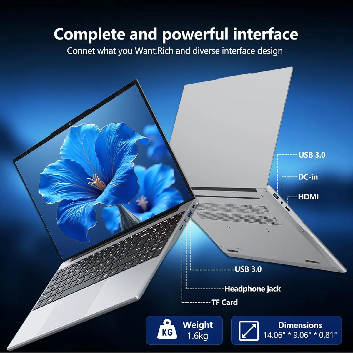 Portátil Xiaman de 15,6 pulgadas con procesador Intel Core i3, desbloqueo por huella dactilar, Windows 11 Pro, 16 GB de RAM, SSD de 512 GB o 1 TB y pantalla Full HD (1080p).