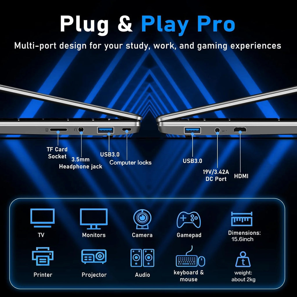 Portátil Intel Core i9 10980HK (modelo 2026) con Windows 11 Pro, pantalla de 15,6 pulgadas, 16 GB de RAM, SSD de 1 TB/2 TB, resolución HD (1920x1080), desbloqueo por huella dactilar y teclado retroiluminado.