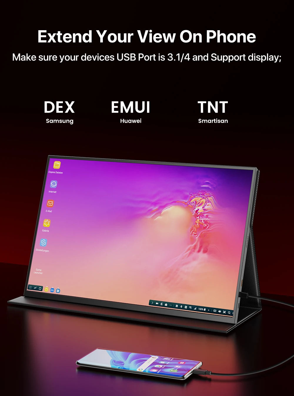 Monitor portátil UPERFECT de 18 pulgadas, 2.5K, 100% DCI-P3, 144 Hz, pantalla gaming con panel IPS LCD mate, FreeSync, HDR y compatibilidad VESA.