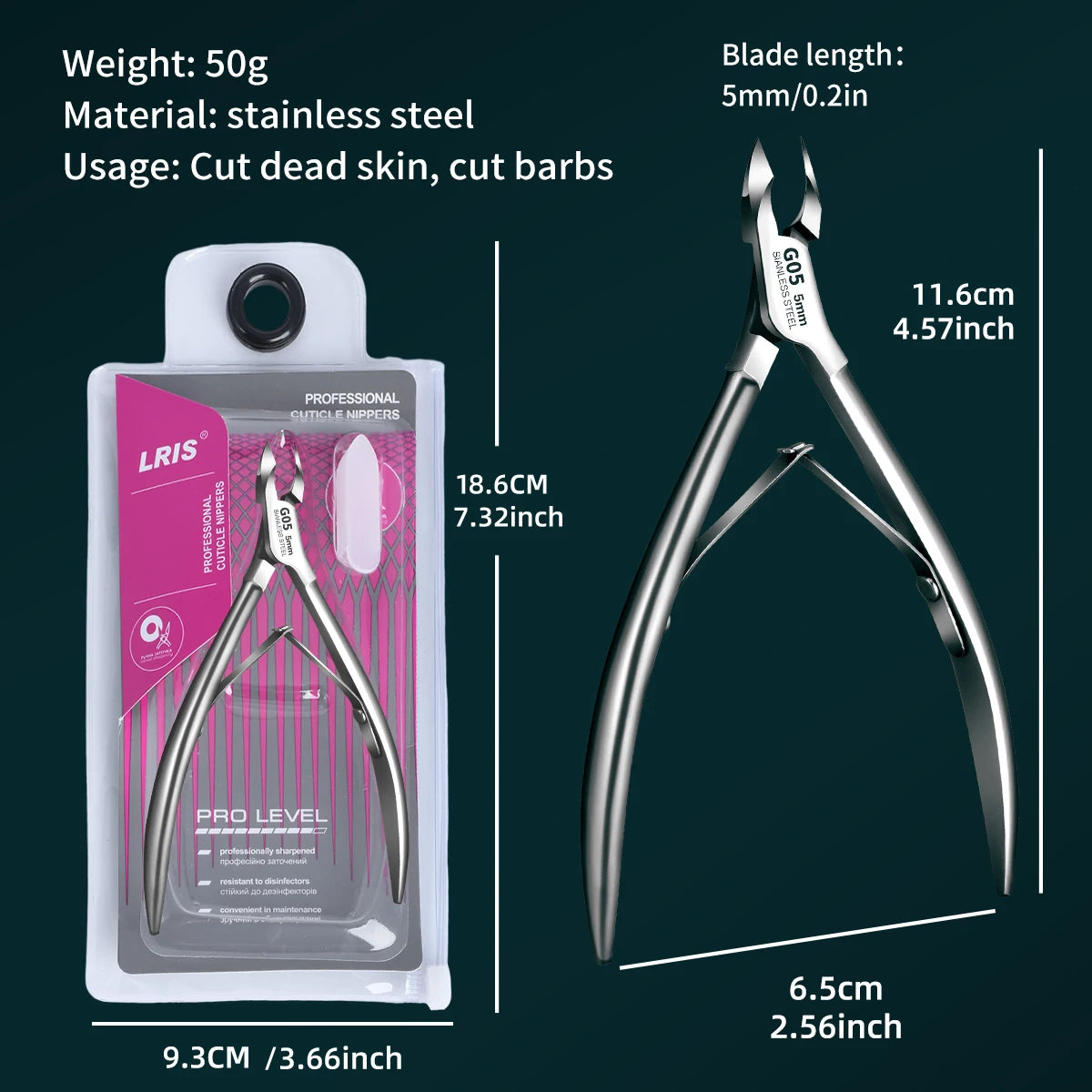 Set profesional de cortacutículas: tijeras ultraafiladas para piel muerta (manicura y pedicura para hombres y mujeres), herramienta ergonómica de fácil uso.