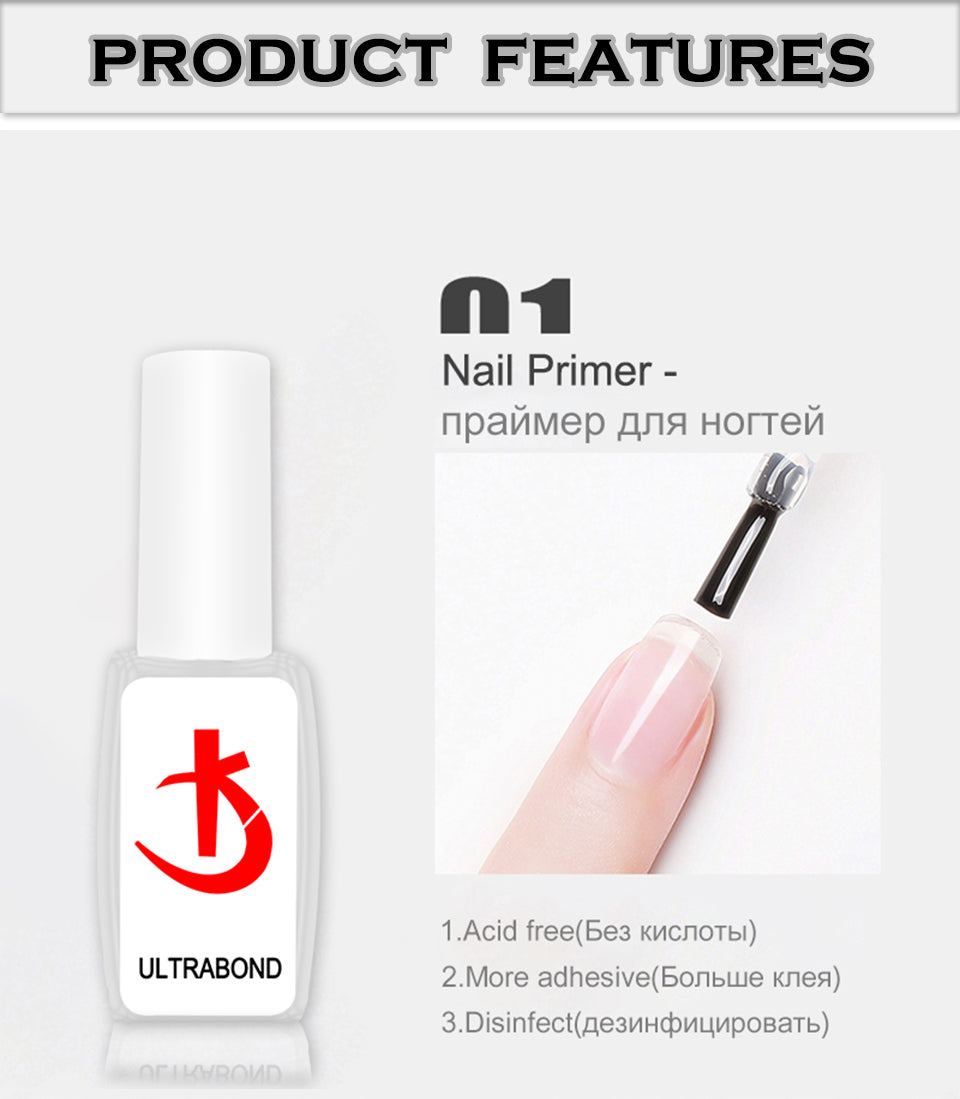 Lote KODI JYJ: Base y Top Coat para esmalte en gel, primer sin ácido, barniz híbrido semipermanente, top coat mate y base de goma (rubber base) espesa.
