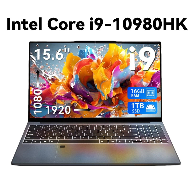Portátil de 15,6" con Intel Core i9-10980HK, Windows 11 Pro, 16 GB de RAM y SSD M.2 de 1 TB; equipo para gaming y oficina.