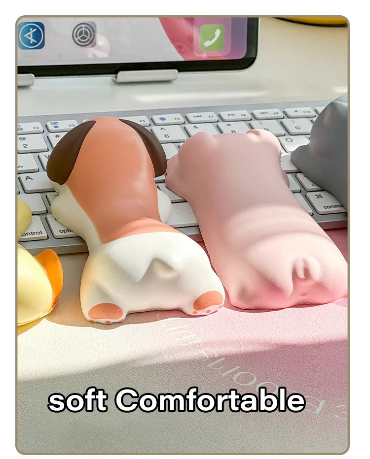 Nuevo y adorable soporte de muñeca con forma de animal para alfombrilla de ratón; reposamuñecas y soporte para el brazo para escritorio y portátil (diseños de gato, perro, pato y panda).