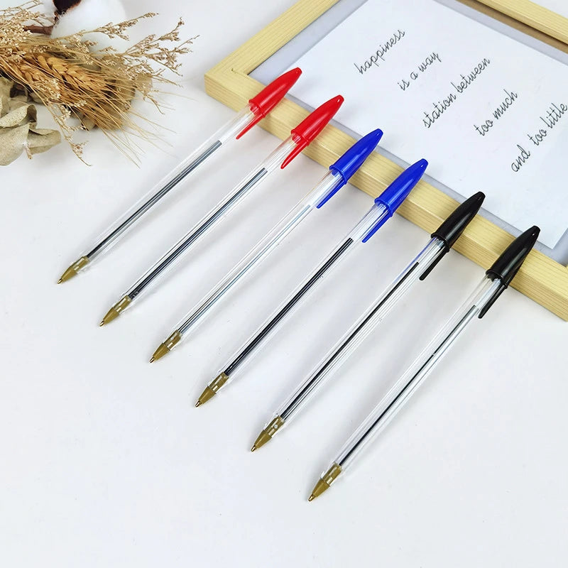Bolígrafos de 1,0 mm (paquete de 50 o 100 unidades) en azul o negro; cuerpo de plástico. Ideales para estudiantes, regalos y material escolar u de oficina. Escritura suave y duradera.