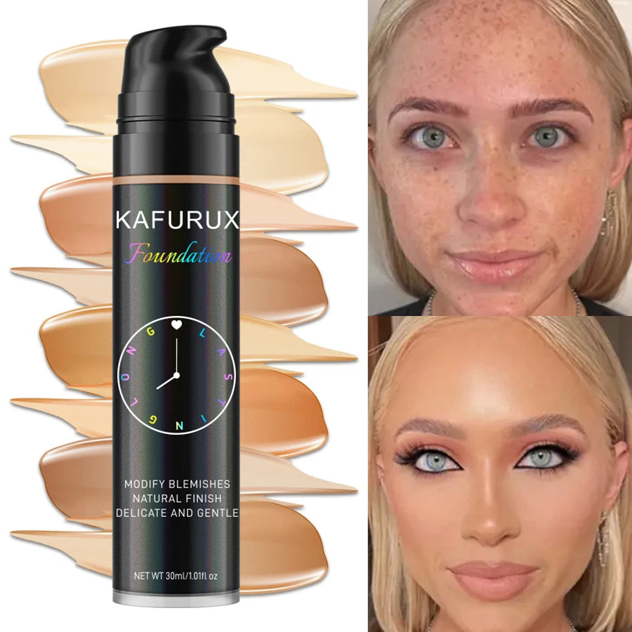 Base de maquillaje líquida en 8 tonos con corrector eficaz; resistente al agua y al sudor. Maquillaje facial coreano profesional, base cosmética. Ideal para regalo.