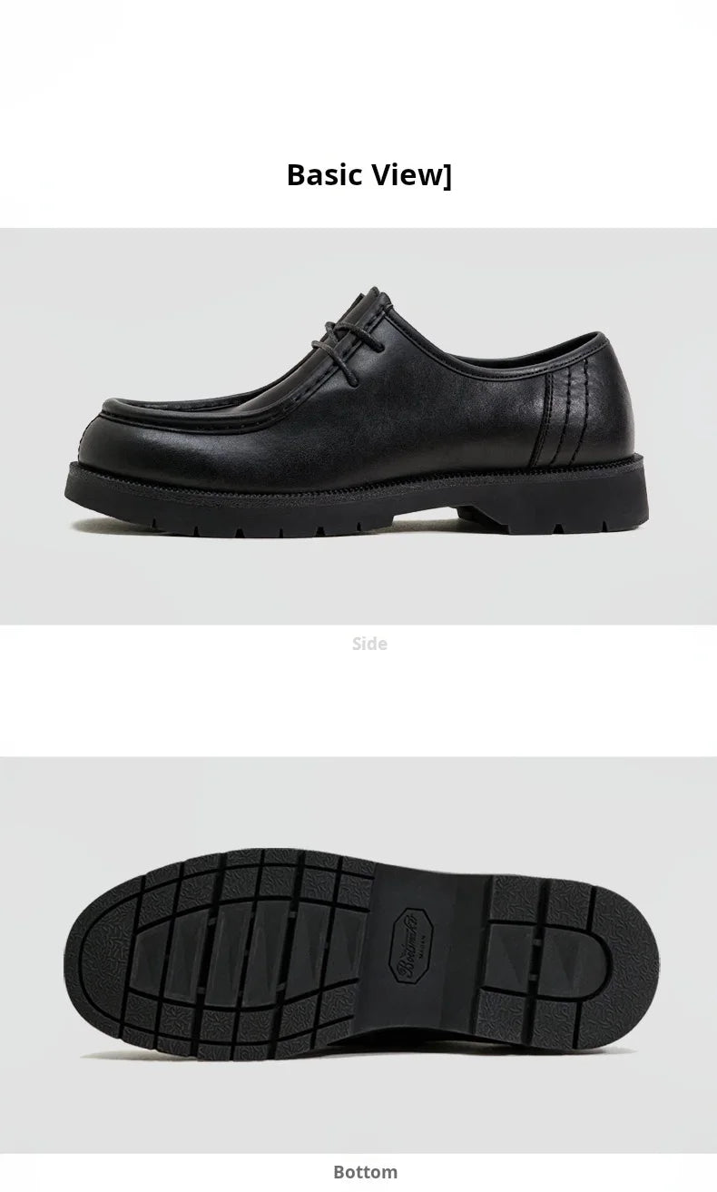 Zapatos Derby negros de estilo vintage para hombre de la marca Maden; modelo de piel con cordones, puntera redonda y diseño británico, ideales para la oficina o entornos profesionales.
