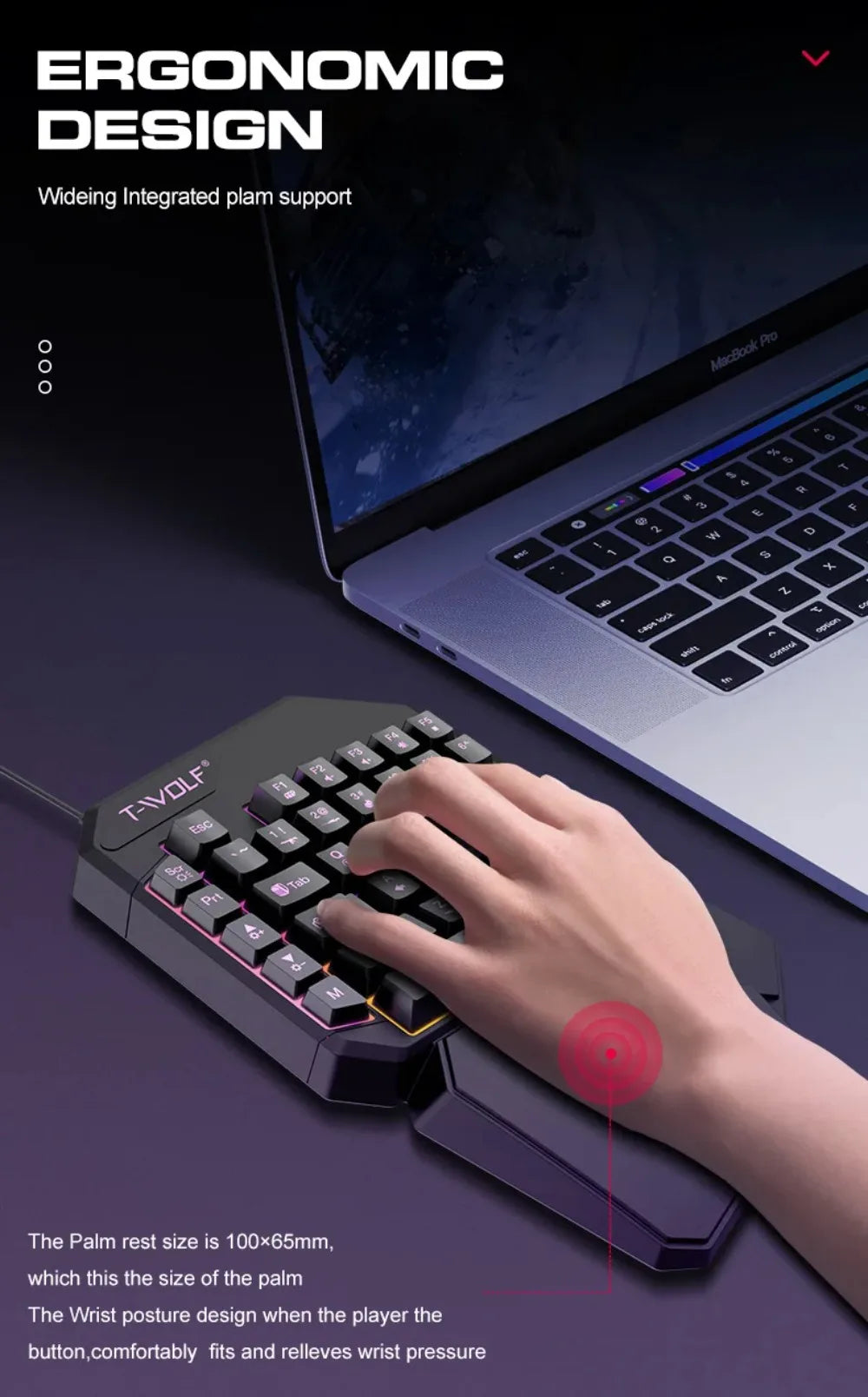 Combo 5 en 1 de teclado y ratón gaming RGB con convertidor para mando de una mano; conexión por cable y baja latencia para PUBG Mobile (Android, iOS y PC).