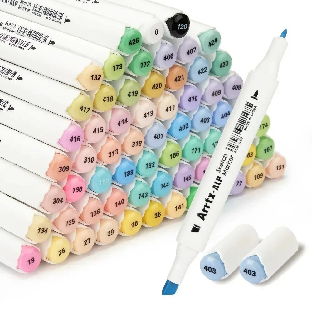 Arrtx ALP - Rotuladores de alcohol de doble punta (36/66 colores pastel) para artistas y adultos; ideales para bocetos y colorear.