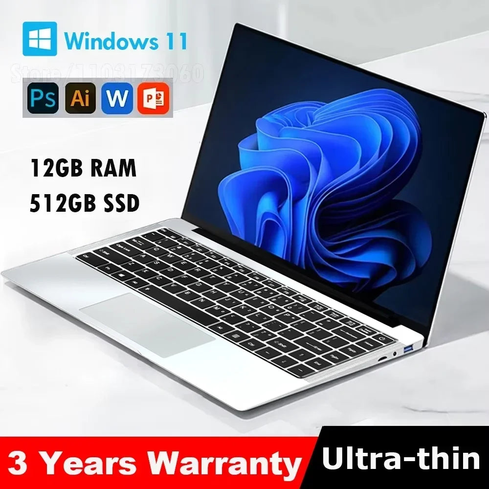 Nueva laptop 2026 con Windows 11, procesador Intel Atom X7 A3950, 12 GB de RAM, SSD de 512 GB o 1 TB, pantalla 1920x1080; ideal para gaming y oficina.