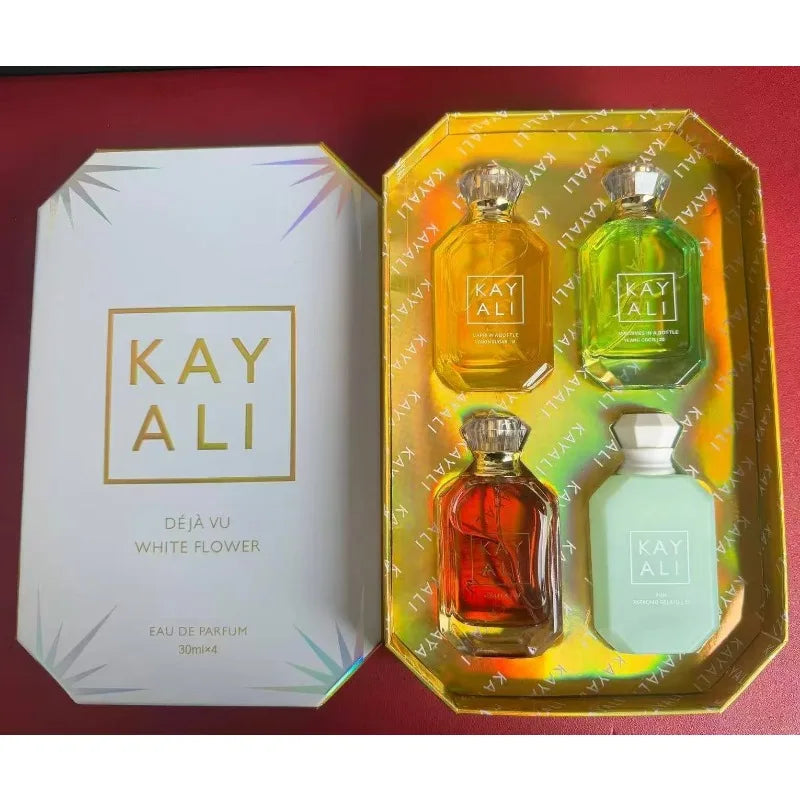 Set de perfumes KAYALI (4 x 30 ml): Colección de fragancias unisex de lujo y larga duración; aromas elegantes, dulces, suaves y exóticos; fragancias exclusivas de alta gama.